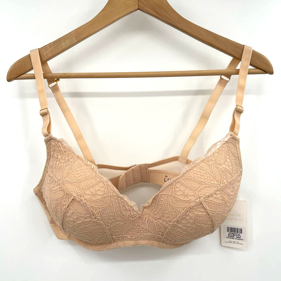 NWT Lively The Lace No-Wire Push-Up Bra in Toasted Almond Size 38D Nude Wireless - Picture 6 of 16
